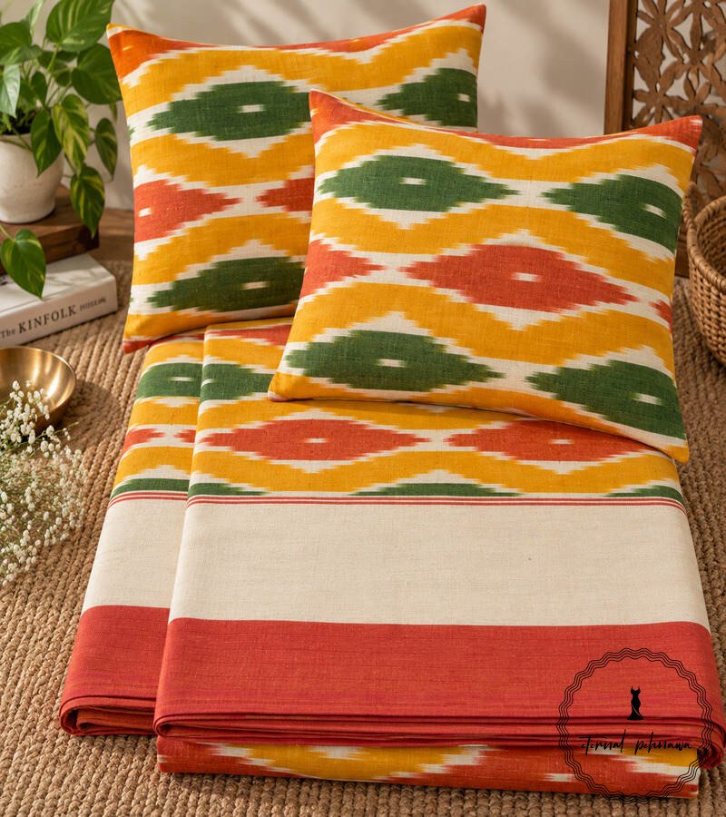 13d Pochampally Cotton Ikkat Double Bed Bedsheet