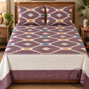 Pochampally Cotton Ikkat Double Bed Bedsheet
