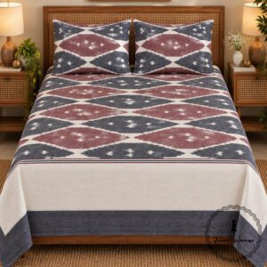 Pochampally Cotton Ikkat Double Bed Bedsheet