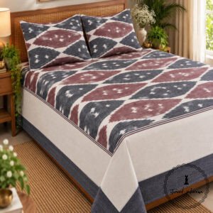 Pochampally Cotton Ikkat Double Bed Bedsheet