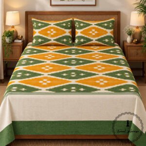 Pochampally Cotton Ikkat Double Bed Bedsheet