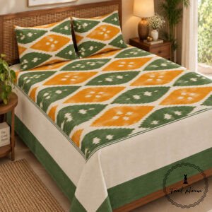 Pochampally Cotton Ikkat Double Bed Bedsheet