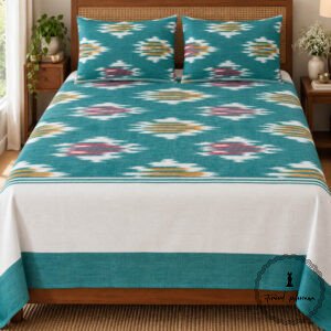 Pochampally Cotton Ikkat Double Bed Bedsheet