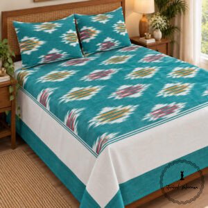 Pochampally Cotton Ikkat Double Bed Bedsheet
