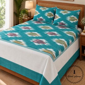 Pochampally Cotton Ikkat Double Bed Bedsheet