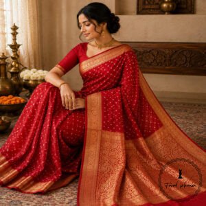 Art Silk Bandhani Saree - Authentic Tie-Dye Craftsmanship