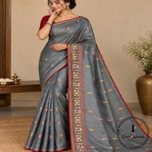 Embroidered Chhattisgarh Tribal Art Semi Tussar Silk Saree
