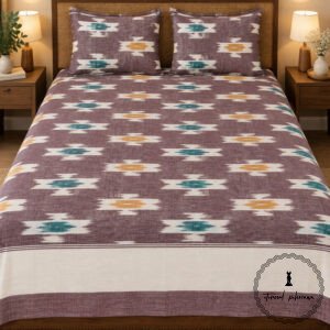 Pochampally Cotton Ikkat Double Bed Bedsheet