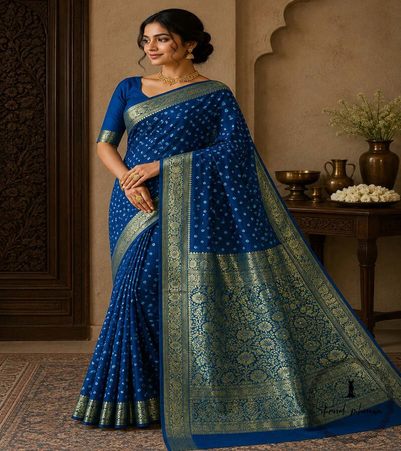2a Art Silk Bandhani Saree - Authentic Tie-Dye Craftsmanship