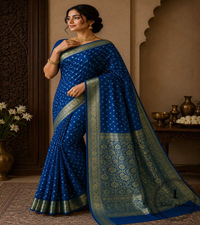 2b Art Silk Bandhani Saree - Authentic Tie-Dye Craftsmanship