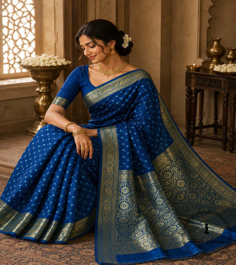 2c Art Silk Bandhani Saree - Authentic Tie-Dye Craftsmanship