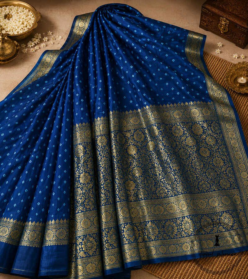 2d Art Silk Bandhani Saree - Authentic Tie-Dye Craftsmanship