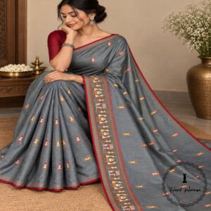 Embroidered Chhattisgarh Tribal Art Semi Tussar Silk Saree