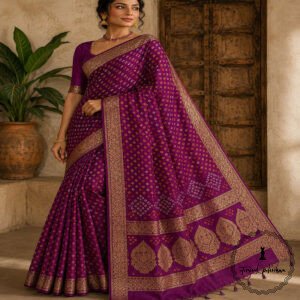 Art Silk Bandhani Saree - Authentic Tie-Dye Craftsmanship