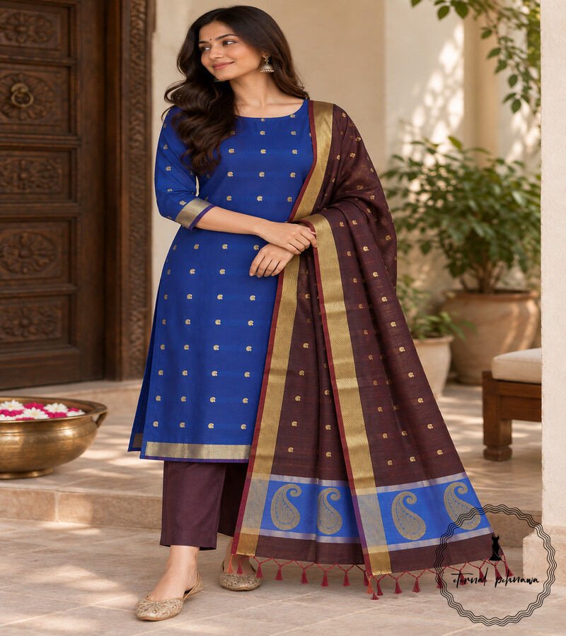 3b Handloom Maheshwari Cotton Silk Suit