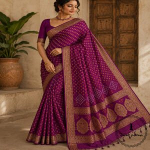 Art Silk Bandhani Saree - Authentic Tie-Dye Craftsmanship
