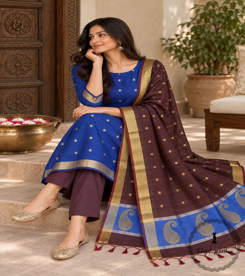 3c Handloom Maheshwari Cotton Silk Suit
