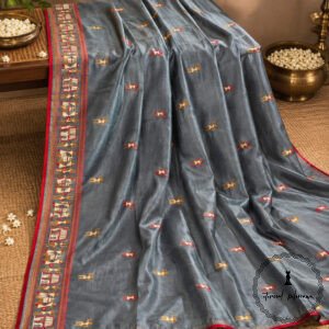 Embroidered Chhattisgarh Tribal Art Semi Tussar Silk Saree