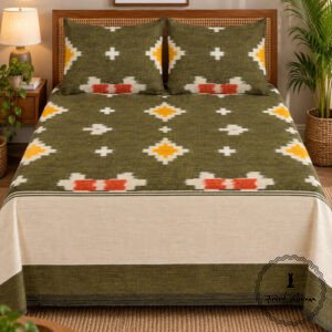 Pochampally Cotton Ikkat Double Bed Bedsheet