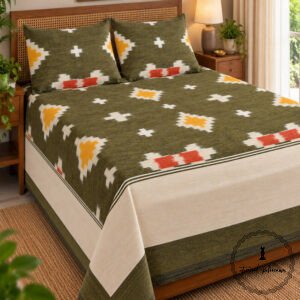 Pochampally Cotton Ikkat Double Bed Bedsheet