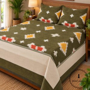 Pochampally Cotton Ikkat Double Bed Bedsheet