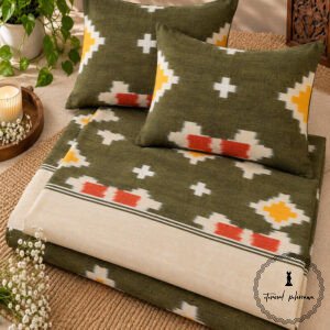 Pochampally Cotton Ikkat Double Bed Bedsheet