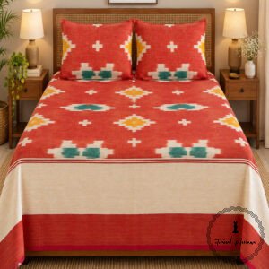 Pochampally Cotton Ikkat Double Bed Bedsheet