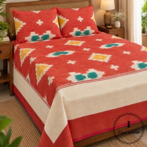 Pochampally Cotton Ikkat Double Bed Bedsheet