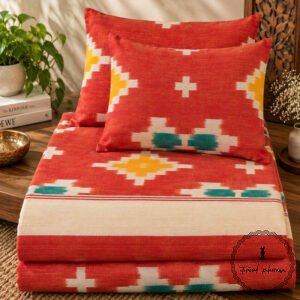 Pochampally Cotton Ikkat Double Bed Bedsheet
