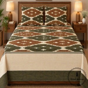Pochampally Cotton Ikkat Double Bed Bedsheet
