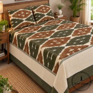 Pochampally Cotton Ikkat Double Bed Bedsheet