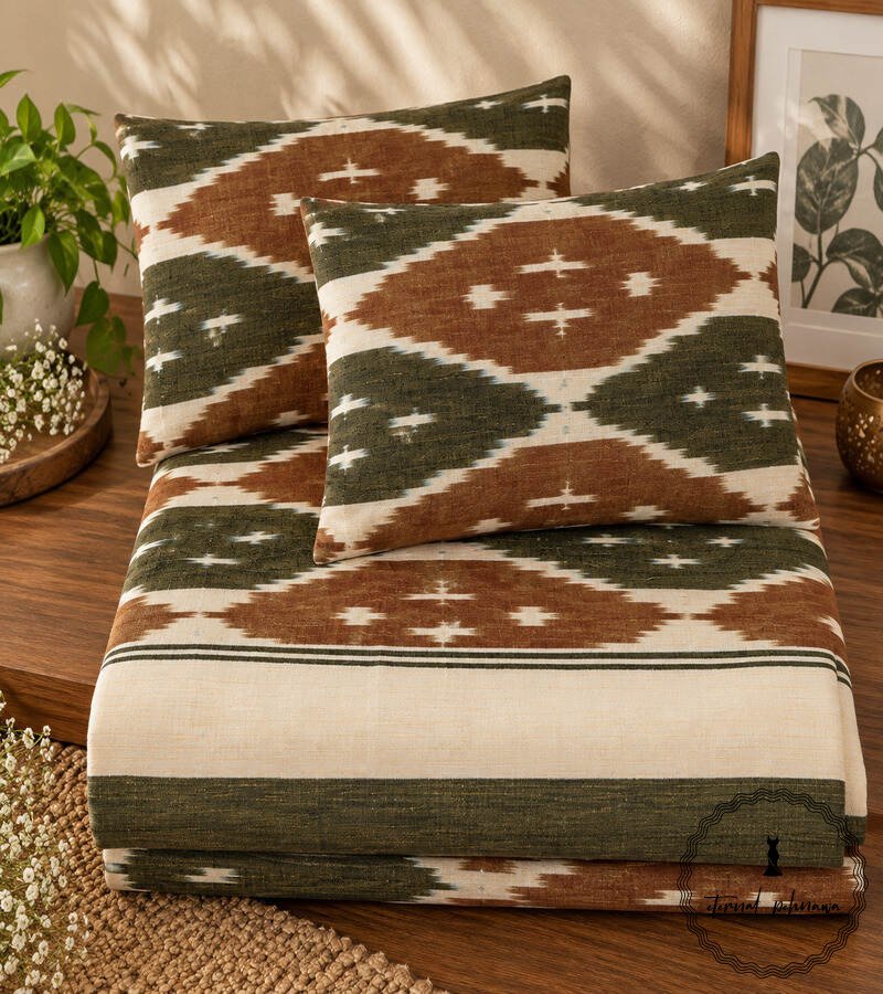 6d Pochampally Cotton Ikkat Double Bed Bedsheet