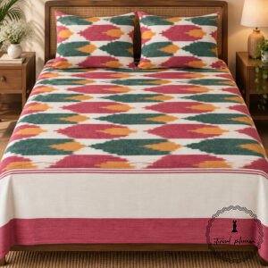 Pochampally Cotton Ikkat Double Bed Bedsheet