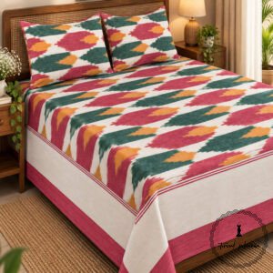 Pochampally Cotton Ikkat Double Bed Bedsheet