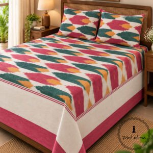 Pochampally Cotton Ikkat Double Bed Bedsheet