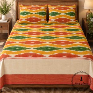 Pochampally Cotton Ikkat Double Bed Bedsheet