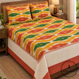 Pochampally Cotton Ikkat Double Bed Bedsheet