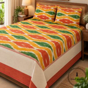 Pochampally Cotton Ikkat Double Bed Bedsheet