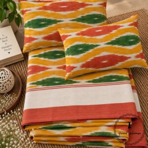 Pochampally Cotton Ikkat Double Bed Bedsheet