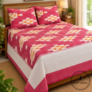 Pochampally Cotton Ikkat Double Bed Bedsheet