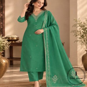Handcrafted Chanderi Kurti with Zardozi and Gota Patti Work