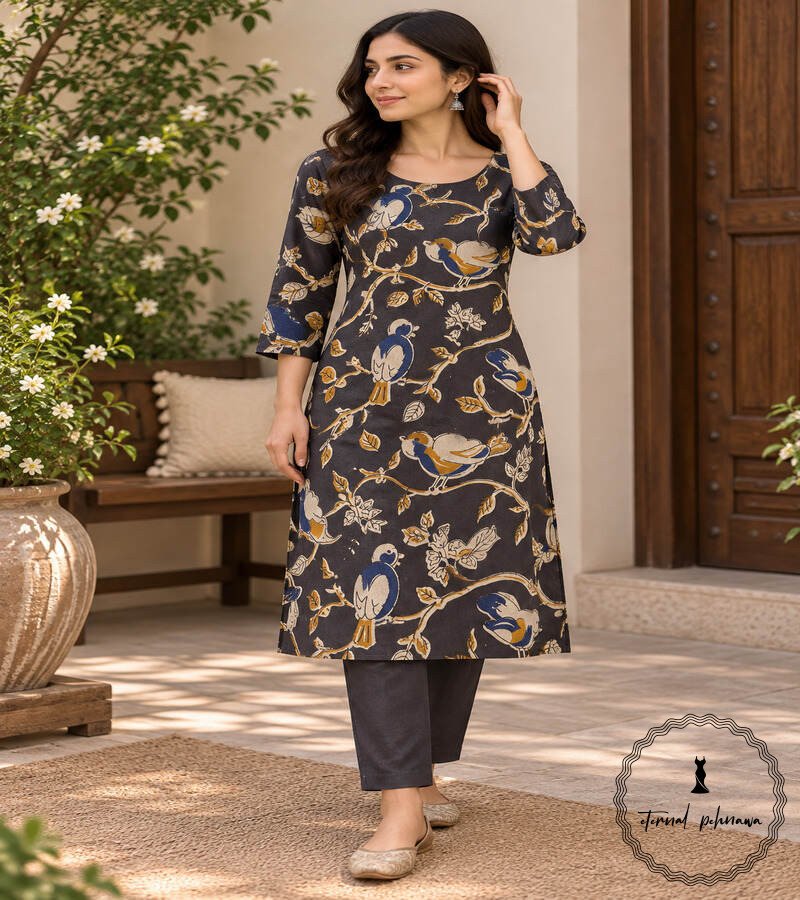 a Traditional Kalamkari Handloom Kurta Fabric