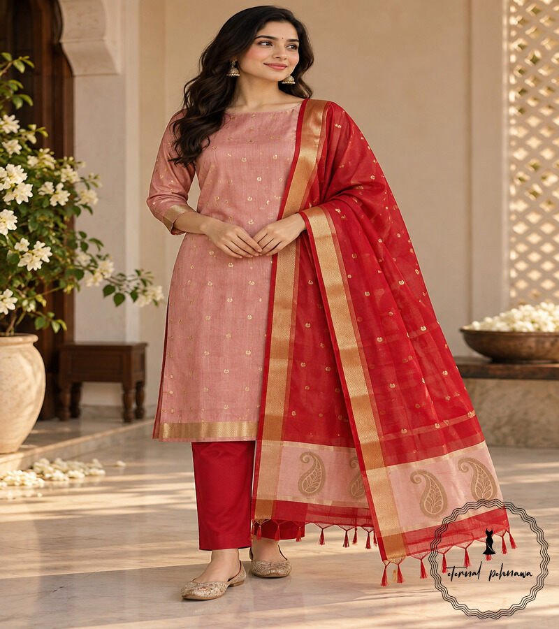 a1 Handloom Maheshwari Cotton Silk Suit