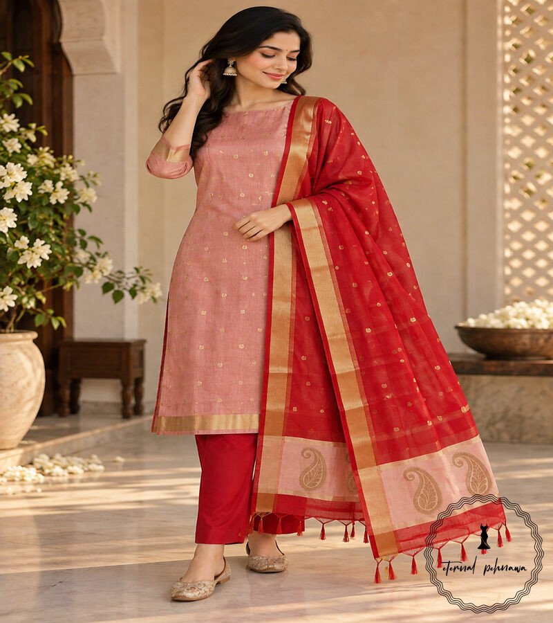 a2 Handloom Maheshwari Cotton Silk Suit