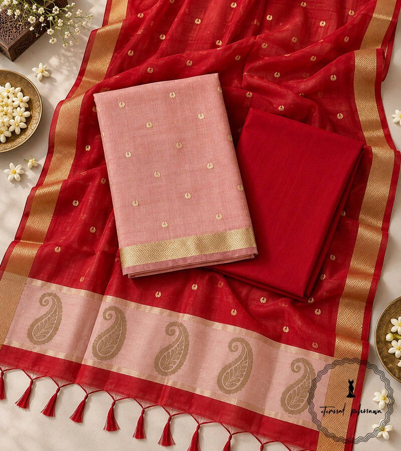 a4 Handloom Maheshwari Cotton Silk Suit