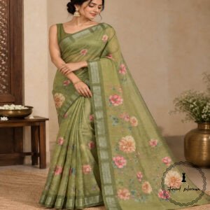 Chanderi Cotton Floral Print Saree