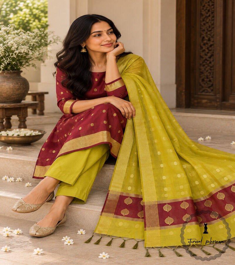 b3 Handloom Maheshwari Cotton Silk Suit