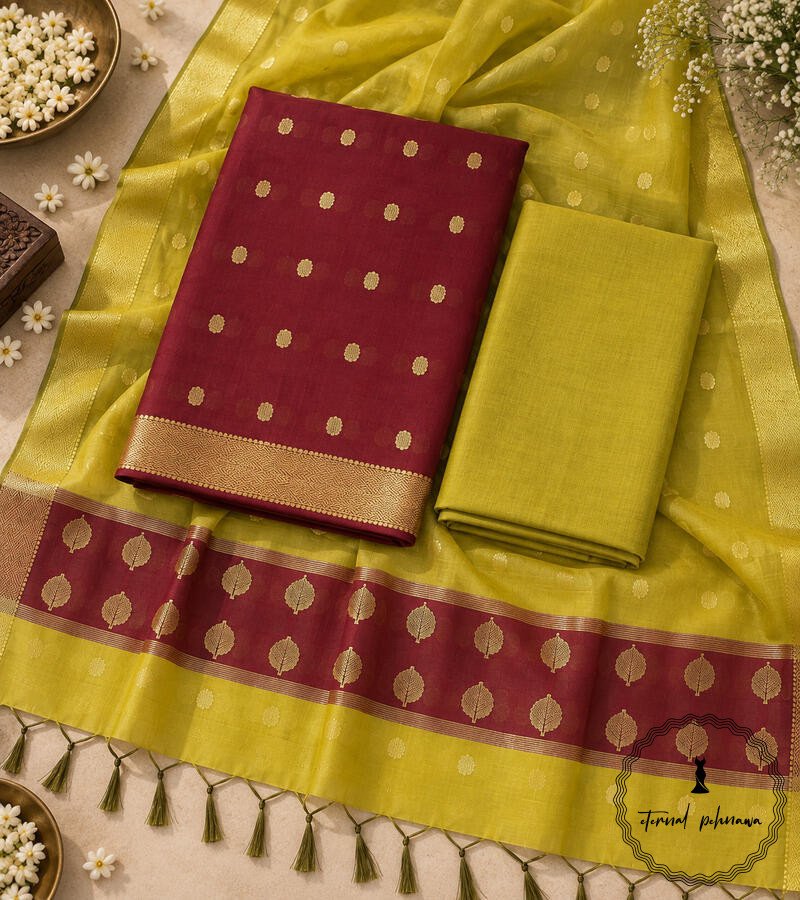 b4 Handloom Maheshwari Cotton Silk Suit
