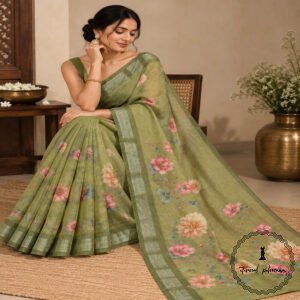 Chanderi Cotton Floral Print Saree