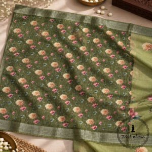 Chanderi Cotton Floral Print Saree